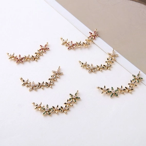 Macro view of gold-plated flower cluster pendants with zircon for DIY jewelry making