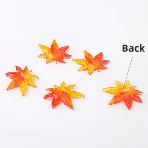 DIY autumn red gradient maple leaf resin charms for handmade jewelry making and crafts