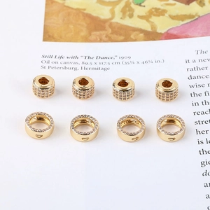 14K gold-plated double-hole ring and bow pendant with cubic zirconia for DIY jewelry