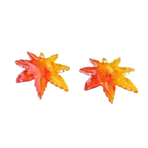 Handmade maple leaf charms with red to yellow gradient for DIY jewelry and hair accessories
