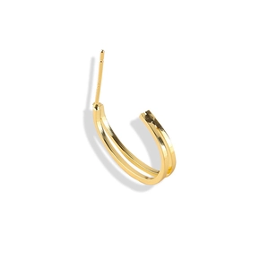 Pendientes de tuerca minimalistas de doble capa bañados en oro de 18K con agujas S925