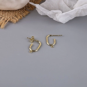Gold-plated U-shaped earring findings with hanging loop and butterfly backs for DIY