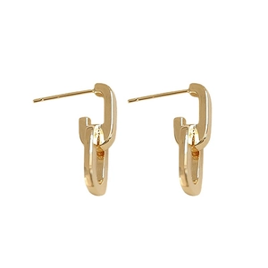 Minimalist gold-plated C-shaped wreath hoop earrings with S925 silver needles
