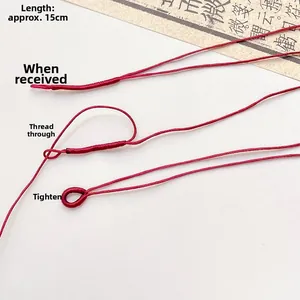 Detailed guide of red braided connector cord for DIY jewelry with 15cm length