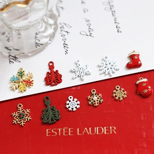 Christmas Alloy Drip Oil Pendants Snowflake Tree Glove Sock Charms For DIY Jewelry Making Earrings Bag Accessories Rhinestone Pearl