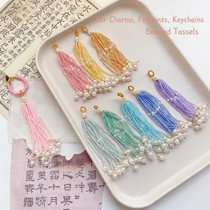 Handmade Beaded Tassel Pendant With Faux Artificial Pearl Chinese Style Vintage DIY Jewelry Making Accessory For Bag Keychain Charm