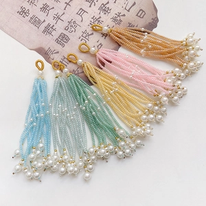 Handmade beaded tassel pendants in multiple colors with pearls for DIY jewelry making