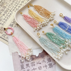 Handmade beaded tassel pendants with pearls in multiple colors for traditional accessories