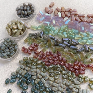 Handmade Glass Fish Beads Cross Pattern Spacer Beads Vintage Czech DIY Jewelry Making Accessories Colorful Glass Beads