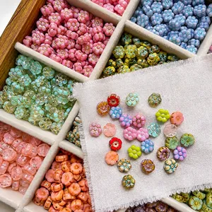 Handmade Czech glass five-petal flower beads in assorted colors for DIY jewelry making