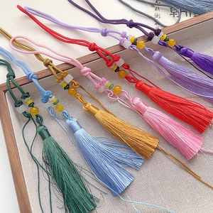 Handmade silk tassels with decorative jade beads for DIY traditional Chinese crafts