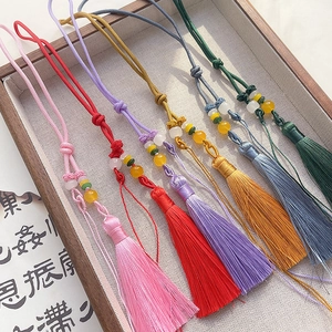 Handmade silk tassels with colorful beads for DIY crafts and fan ornaments set