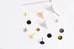 DIY Earring Findings Metal Flat Round Base Earring Stud Posts Components For Handmade Jewelry Making Crafts Gold Silver Bronze Pins