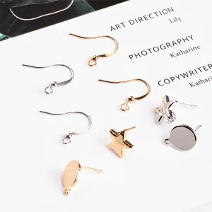 DIY Earring Making Accessories Alloy Star Circle Studs With 925 Sterling Silver Earring Post Plated Jewelry Hooks Findings