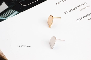 DIY gold and silver stud earring components 10x13mm with loop for jewelry making