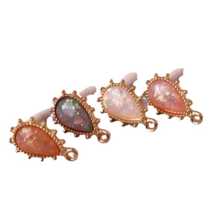 DIY gold alloy teardrop pendants with colorful resin stones for jewelry making