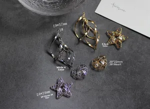 Pendentifs cœur et étoile plaqués or 18 carats avec perles pour création de bijoux