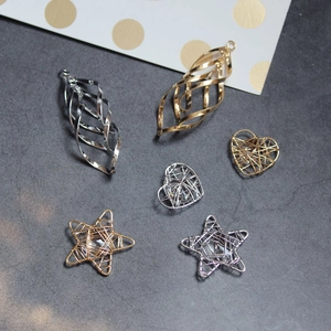 Pendentifs DIY cœur et étoile en plaqué or 18 carats et argent pour bijoux fins