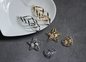 Pendentifs DIY en cuivre plaqué or 18K en forme de cœur et d'étoile pour boucles d'oreilles