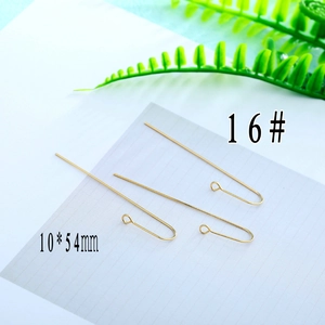 Close-up of 10x54mm 18K gold plated long U-shaped earring hooks for DIY jewelry making
