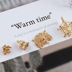 18K gold plated copper peacock branch charms and floral pendants for DIY jewelry making