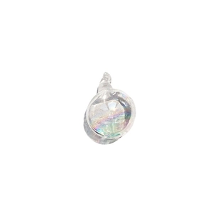 Iridescent glass bubble pendant charm with rainbow effect and silver hanging loop