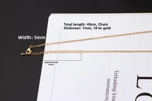 Details von 48cm Goldkette mit Karabinerverschluss, 1mm Breite und 6,5cm Verlängerungskette
