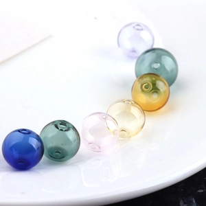 Colorful translucent hollow glass beads with double holes for DIY jewelry making