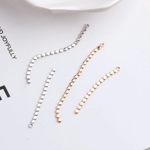 DIY accessory of 18K gold-plated flat bead chains in silver and rose gold for jewelry