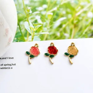 Legering Roos Bloem Charms Emaille Florale Hangers Voor DIY Sieraden Maken Oorbellen Ketting Armband Handgemaakte Accessoires