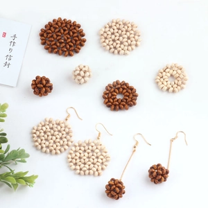 Bohemian Handmade Woven Wood Bead Pendants Round Disc Ball Shape For Earrings Necklace DIY Jewelry Making Craft Materials