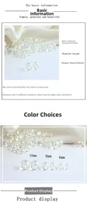 Macro detail of iridescent acrylic round beads for DIY handmade jewelry crafts