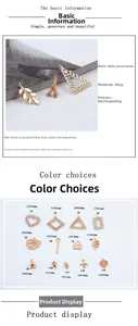 Detailed size chart for alloy DIY jewelry charms including heart, key and leaf shapes