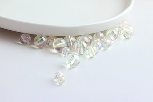 Iridescent acrylic bubble beads with dreamlike rainbow coating for DIY jewelry making