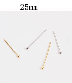 Macro view of 25mm gold and silver plated metal ball pins for DIY jewelry making