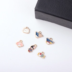Japanse stijl emaille hangers met Fuji berg, kimono pop en gelukskat voor DIY sieraden