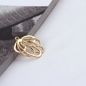 Detail of a hollow geometric gold heart pendant with a top ring for DIY jewelry making