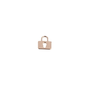 Mini rose gold alloy lock pendant with keyhole cutout for DIY jewelry making