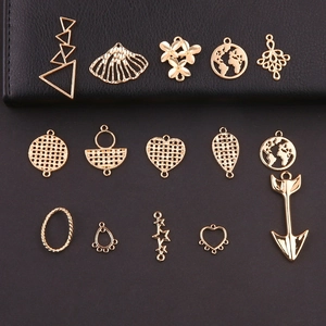 Colgantes de Aleación para Joyas DIY para Hacer Pendientes Collares Dijes Huecos Corazón Mapa del Mundo Oro Accesorio de Manualidades