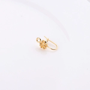 Detailed view of gold-plated flower-shaped stud earring base with loop for DIY jewelry