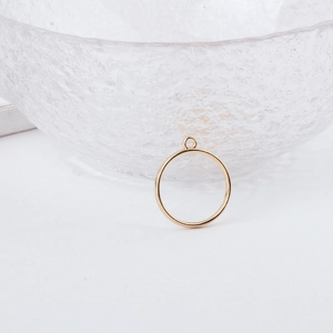 Minimalist golden geometric round pendant frame for DIY jewelry making on white background