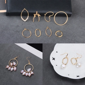 DIY Jewelry Findings Alloy Geometric Branch Round Oval Bird Pendants With Faux Artificial Pearl For Earrings Rings Making Components