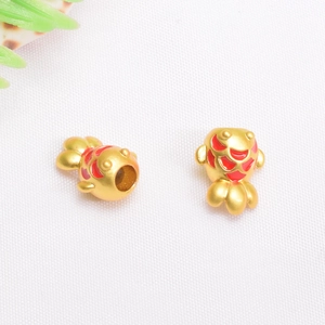 Golden koi fish spacer beads with red scales for DIY jewelry making and bracelet design