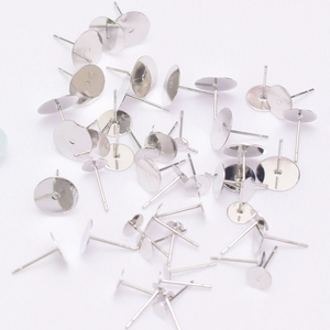 Flat pad stud earring findings in 14K gold finish for DIY jewelry making and crafts