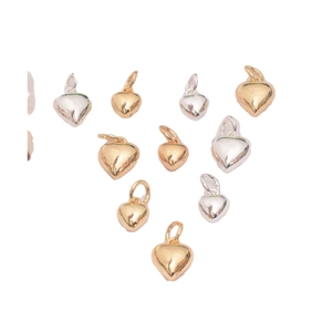 3D heart charms in gold and silver finish for DIY necklace and bracelet jewelry making