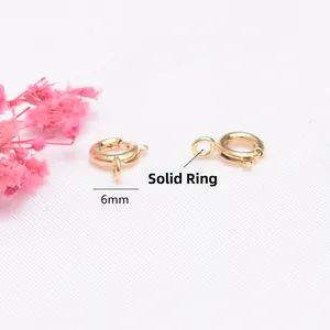 Chiusure ad anello a molla da 6mm in oro 14K con anelli chiusi per gioielleria