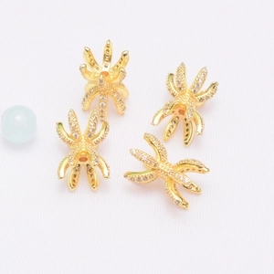 Set of 14K gold-filled micro-pave spider beads for DIY jewelry and pearl bracelets