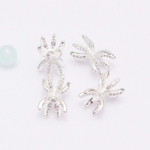 Silver 14K gold filled micro-pave six-prong bead caps for DIY jewelry making