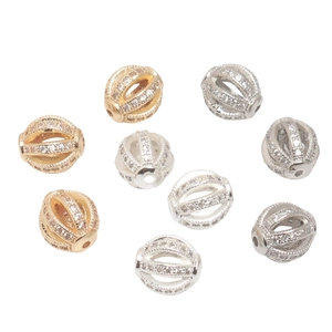14k gold-filled lantern spacer beads with cubic zirconia for jewelry making