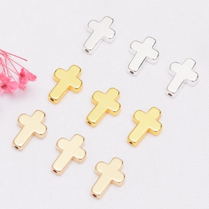 Cuentas Espaciadoras de Cruz de Cobre Chapado en Oro 14K 18K para Bricolaje Pulsera Collar Accesorios de Joyería Religiosos Cristianos